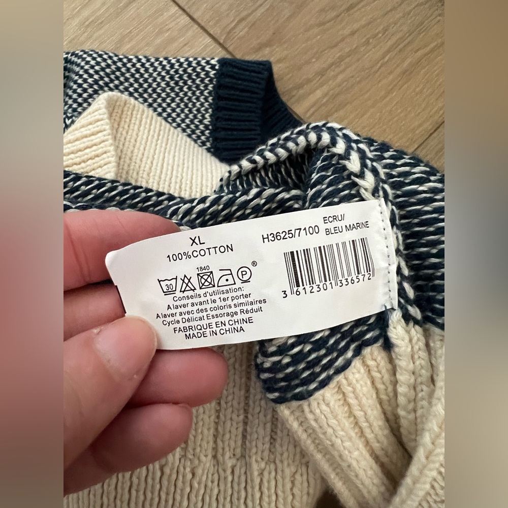 MONOPRIX HOMME Blue and Cream Crewneck Sweater EUC - Picture 8 of 8